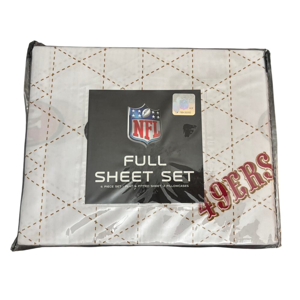 NFL San Francisco 49ers Full Sheet Set 4 Pc New Flat Fitted Pillowcases New